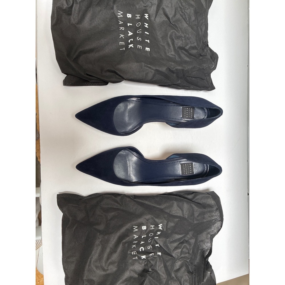 White House Black Market Ella Officer Blue Suede d'Orsay Pointed Toe Pumps 8 - Picture 4 of 11